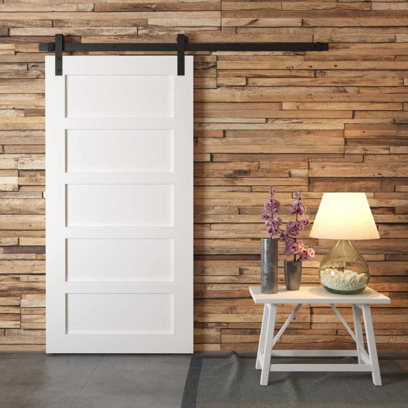 Porte de grange en bois avec quincaillerie d'installation, Gris