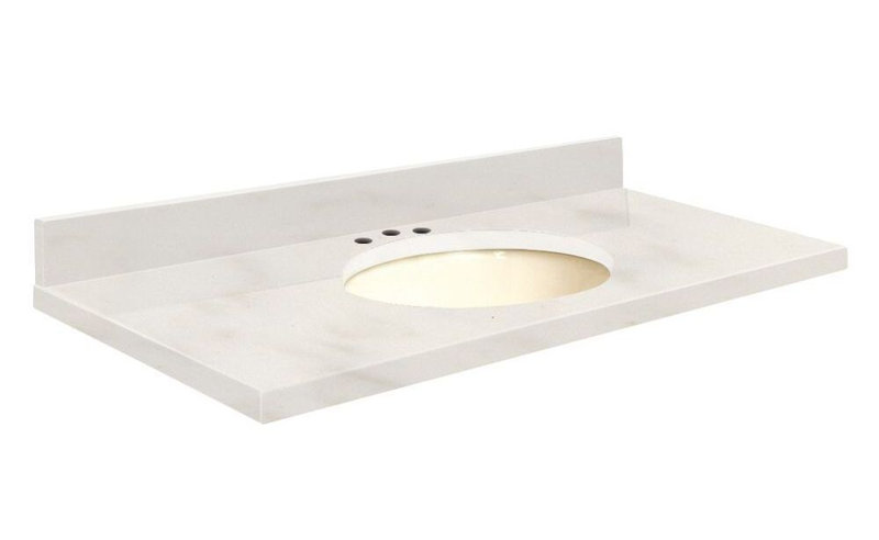 Dessus de salle de bain simple 49 po meuble-lavabo, Biscuit, Blanc antique, Centré de 8 pouces
