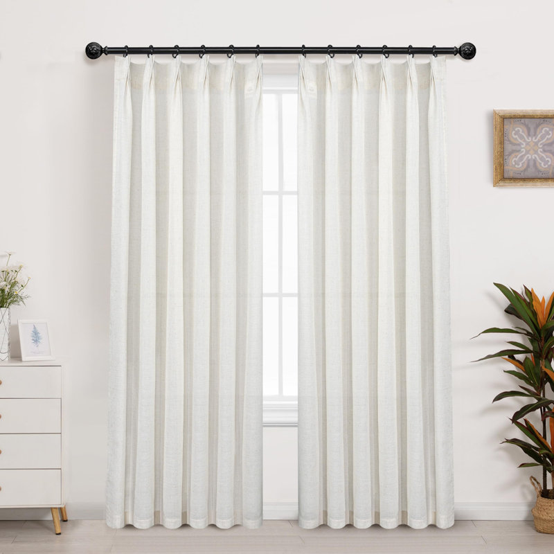Schimmel Polyester Semi-Sheer Curtain, Light Linen, 42" W x 84" L