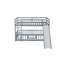 Twin Over Twin Floor Bunk Bed With Slide, Ladder, Door, Safety Guardrails, Solid Pine Wood Bunk Bed ,Grey-62070340
