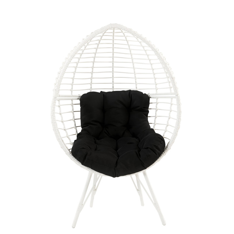 Chaise longue en osier de tissu et blanc, Noir, White