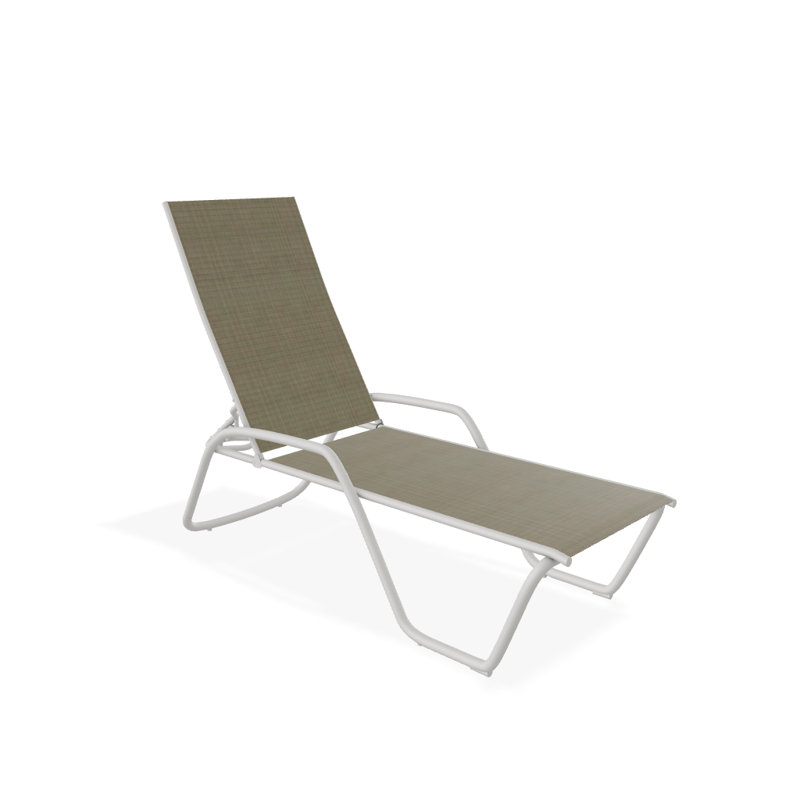 Outdoor Rust-Resistant Metal Chaise Lounge, Textured Snow, Elevation Stone