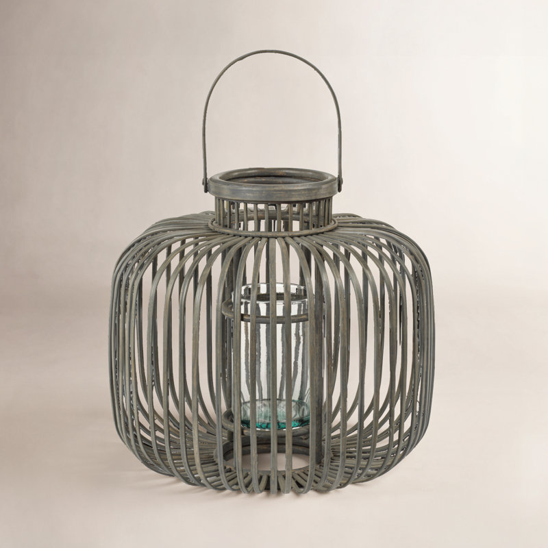 Dumai Bamboo Tabletop Lantern, 19.88" H x 15" W x 15" D
