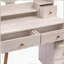 Élégante coiffeuse + tabouret rembourré, miroir à DEL tactile, armoire de rangement grande capacité, 5 tiroirs, meubles de maquillage tendance