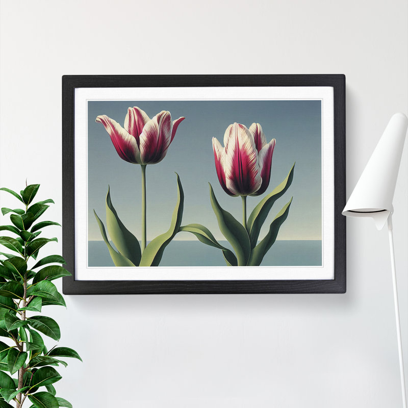 Daring Tulip Flowers - Single Picture Frame Print, 46cm H x 64cm W x 2cm D, Black