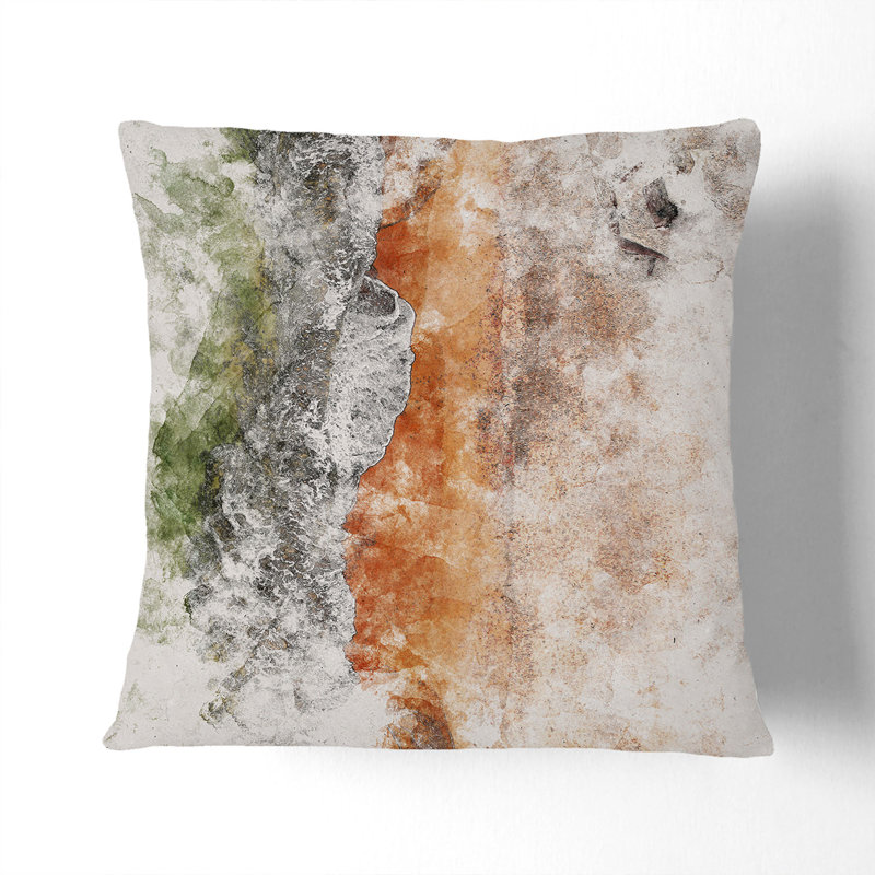 Aberdeen Beach In Scotland Square Throw Cushion, 40cm H x 40cm W x 15cm D, White