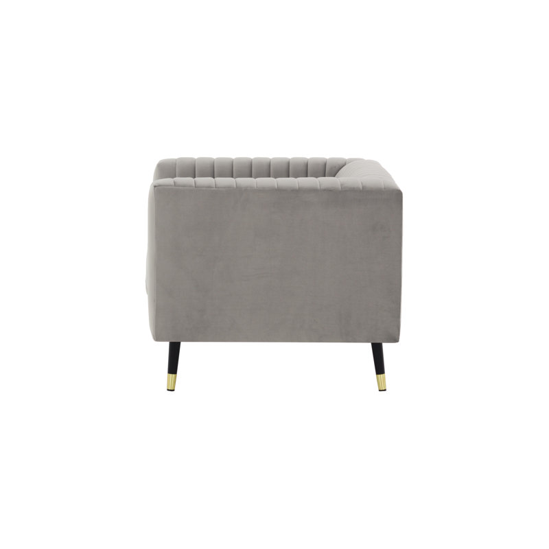 Clevenger Velvet Armchair, Light Grey