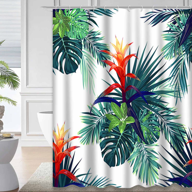 Rideau de douche imperméable sans soudure Royal Royal Monstera avec 12 crochets, L 72 po x l 72 po