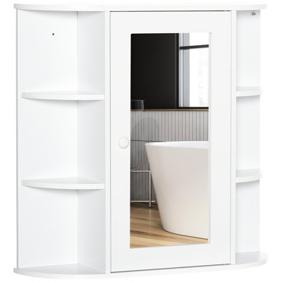 Armoire à pharmacie de salle de bain avec miroir - Finition blanc pur, grand espace de rangement, fixation murale, longue durée, l 26 po x P 6,75 po, H 24,75 po, tablette pouvant contenir 11 lb de design élégant, tablettes fermées, côté exposé