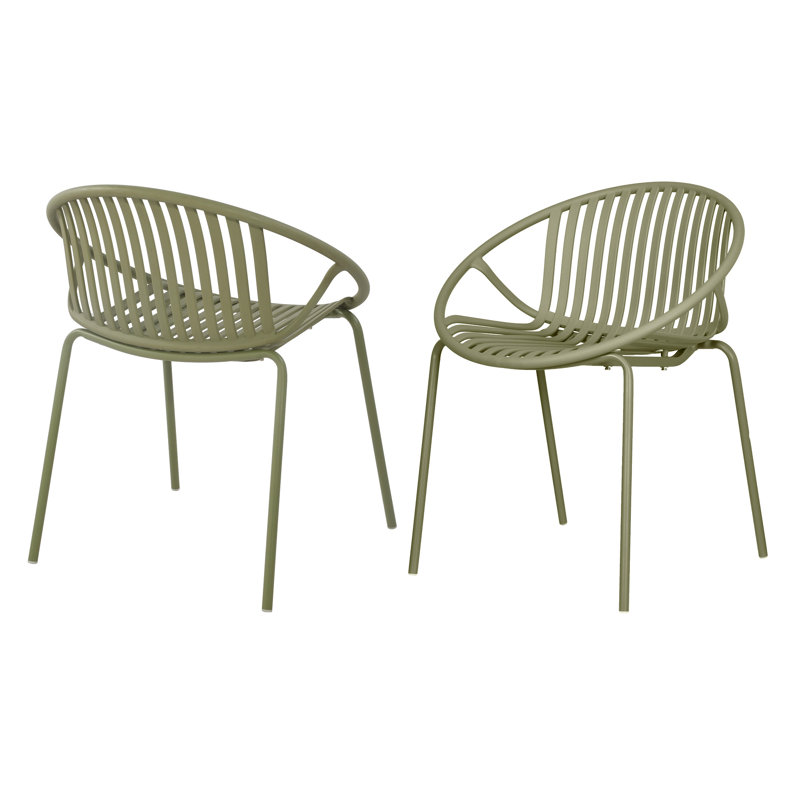 Chaises de salle à manger de patio empilables avec design respirant, style moderne et simple (ensemble de 2), Vert