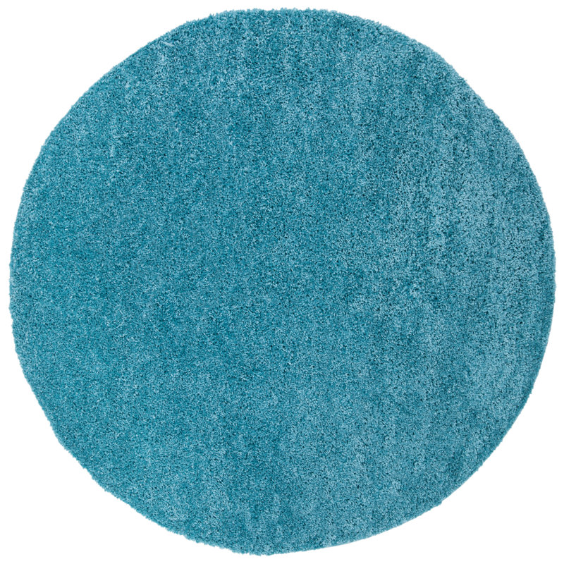 Brittney Performance solid color shag rug, Rond 9 pi, Turquoise
