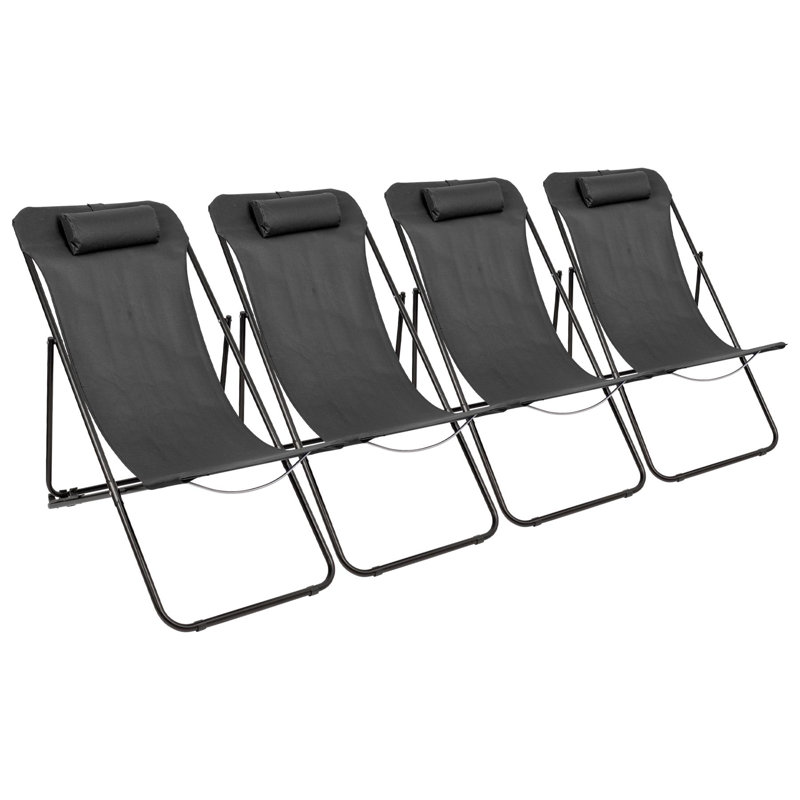 Folding Deck Chair, Black