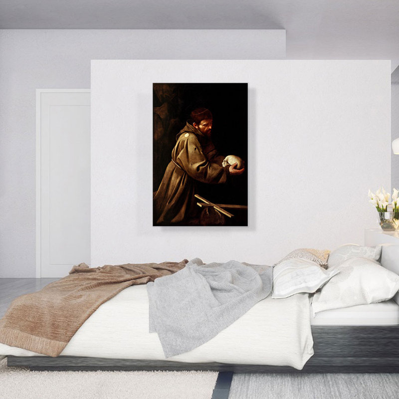 Saint François en prière - 1606, H 40 po x l 26 po x P 0,75 po