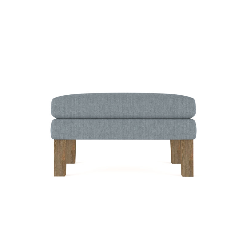 Charlton Ottoman, Plush Velvet Blue Print, Weathered