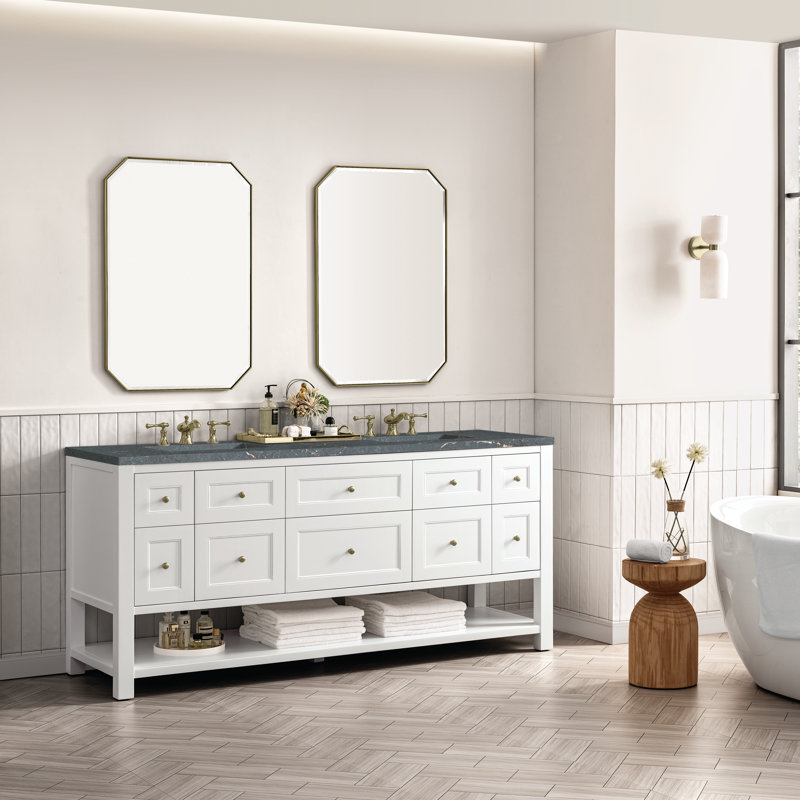Breckenridge 72'' W Double Vanity, Parisien Bleu, Bright White, 8" Widespread