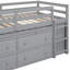 Lit mezzanine gris avec bureau rétractable et espace de rangement simple avec rangement latéral, fabrication en bois massif-258660659-258660668