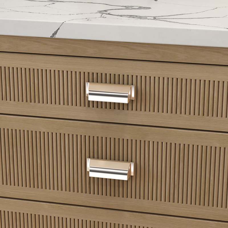 Polished Nickel Transitional Cup Pull with Mounting Hardware