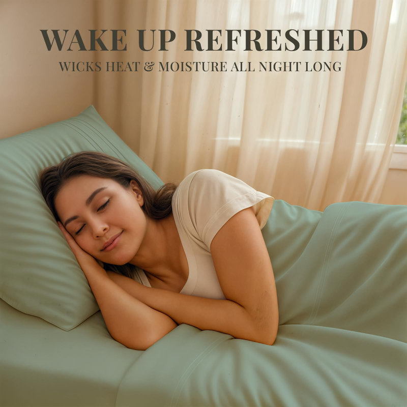 Premium Rayon From Bamboo Blend Sheet Set With Deep Pockets, Cooling and Breathable, Light Teal