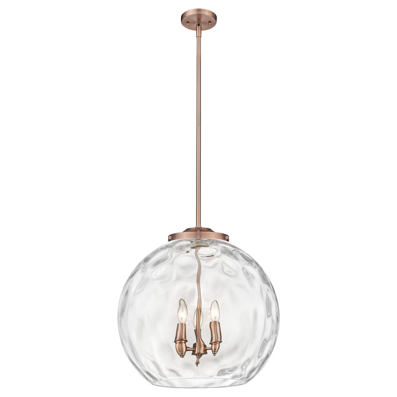 Luminaire suspendu sphère 3 lumières 3 lumières, H 19,5 po x l 17,88 po x P 17,88 po, Cuivre antique