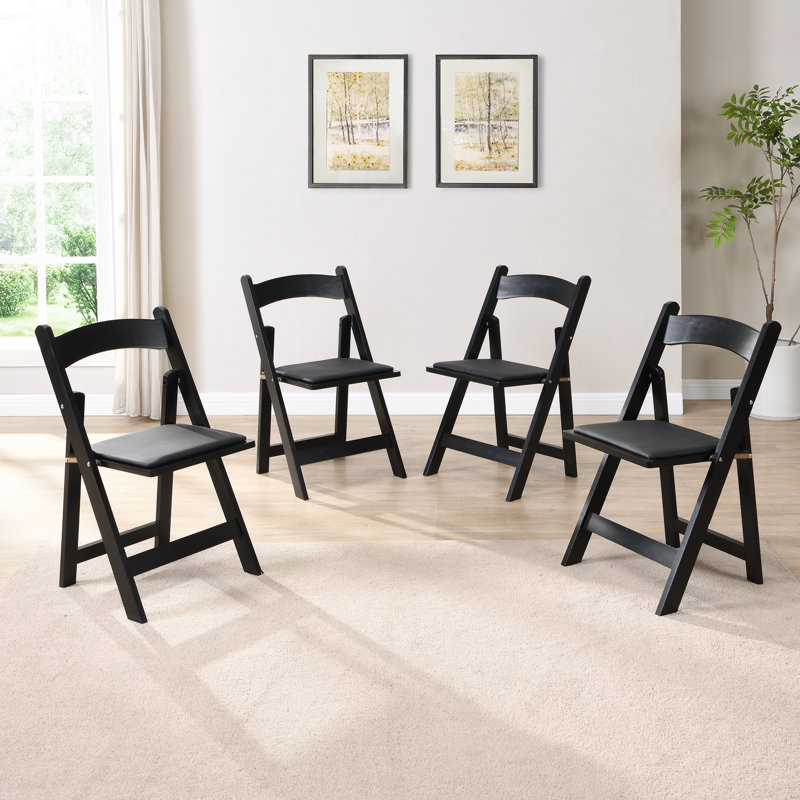 Chaises pliantes rembourrées en bois Dulcina, Noir