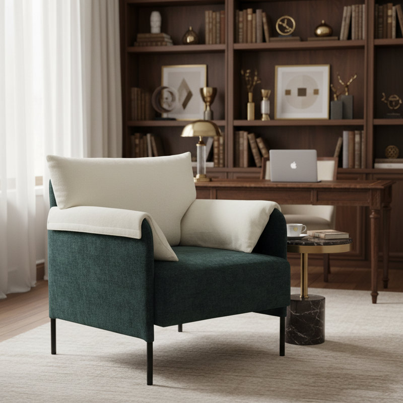 Fauteuil d'appoint rembourré 27,5 po en chenille douce et moderne avec accoudoirs rembourrés, Vert