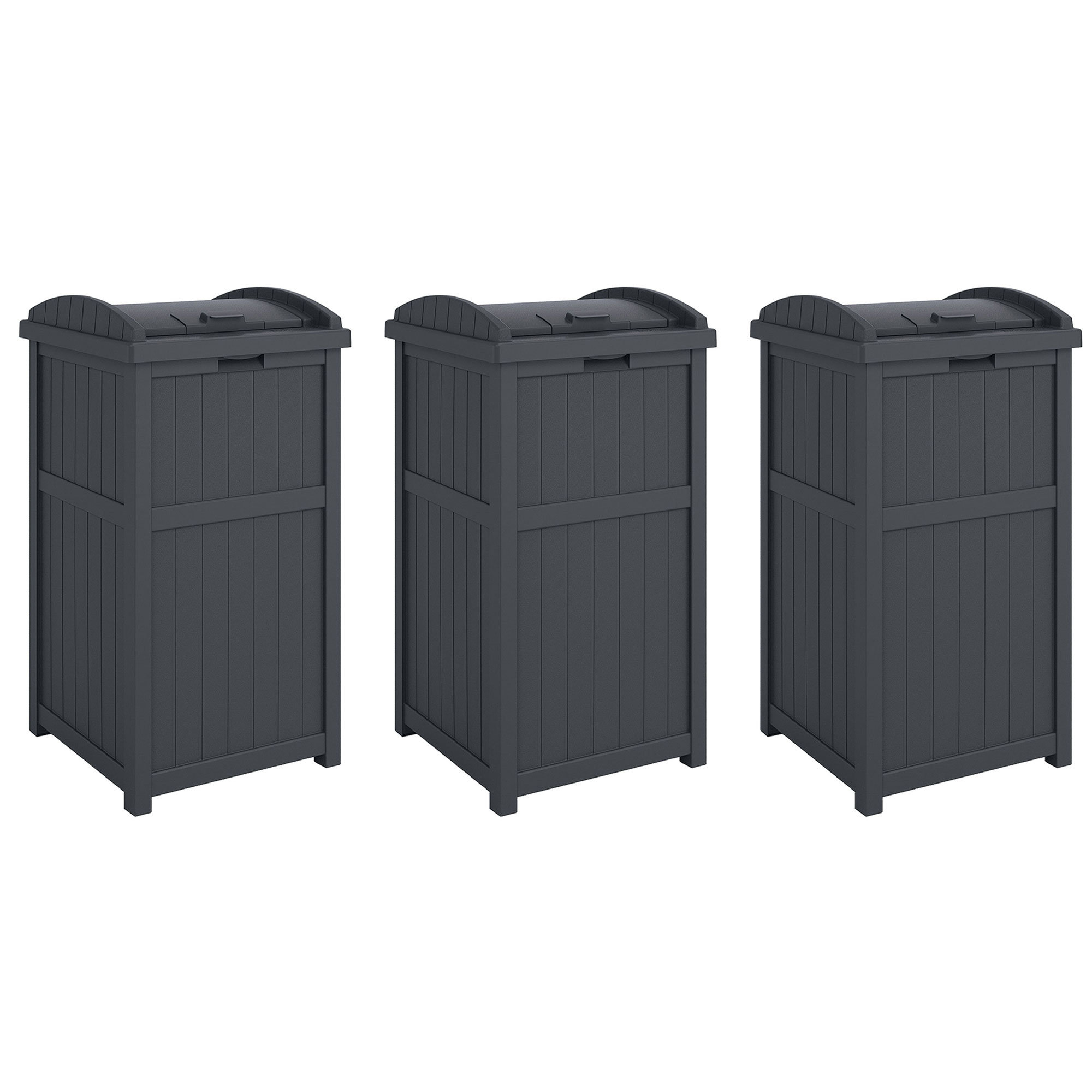 Suncast Hideaway Rectangular 33 Gallon Trash Can With Secure Lid