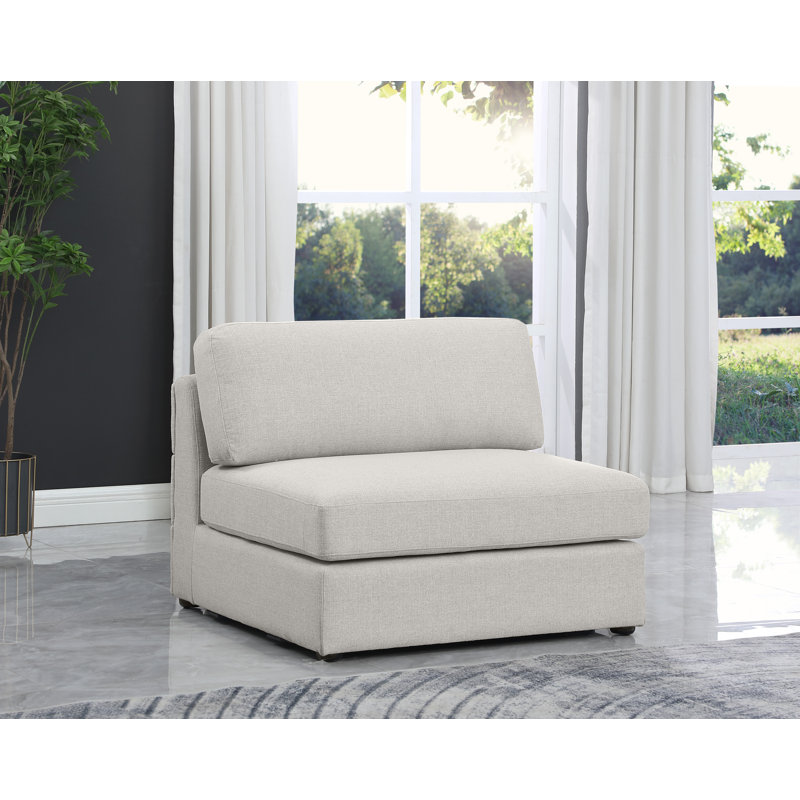 Sans accoudoirs modulaire en lin texturé l 38 po Itoro, Tissu gris texturé en lin