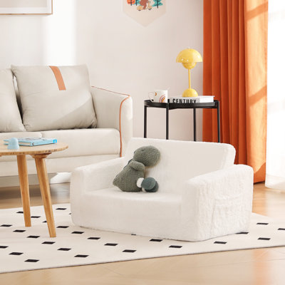Kids Sofa, Extra Wide 2 In 1 Kids Fold Out Chair Convertible Sofa To Lounger