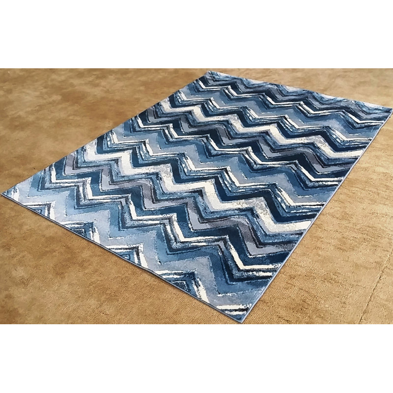 Tapis bleu foncé Geren, 10 pi x 13 pi