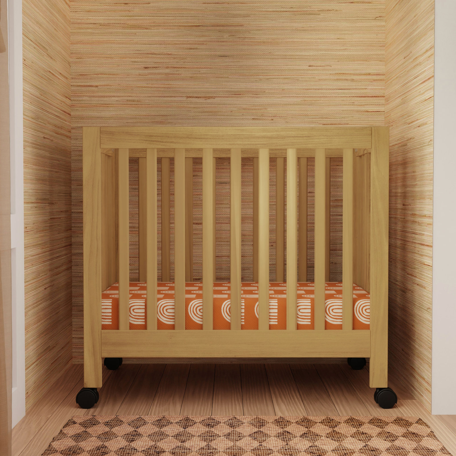 Origami Pine Foldable Portable Crib, Honey