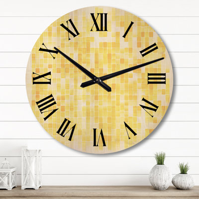 Horloge murale moderne en bois surdimensionné jaune I