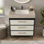 Meuble-lavabo autoportant moderne avec lavabo vasque en céramique et plateau en pierre frittée durable-1486592835
