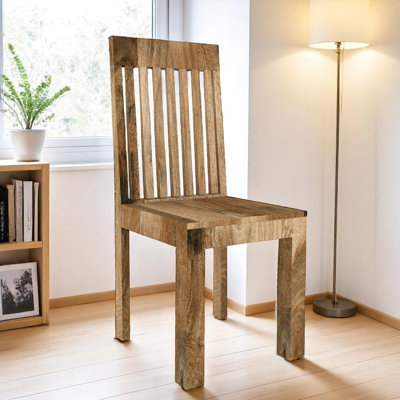 Cube Mango 37.5cm H Solid Wood Slat Back Side Chair in Brown