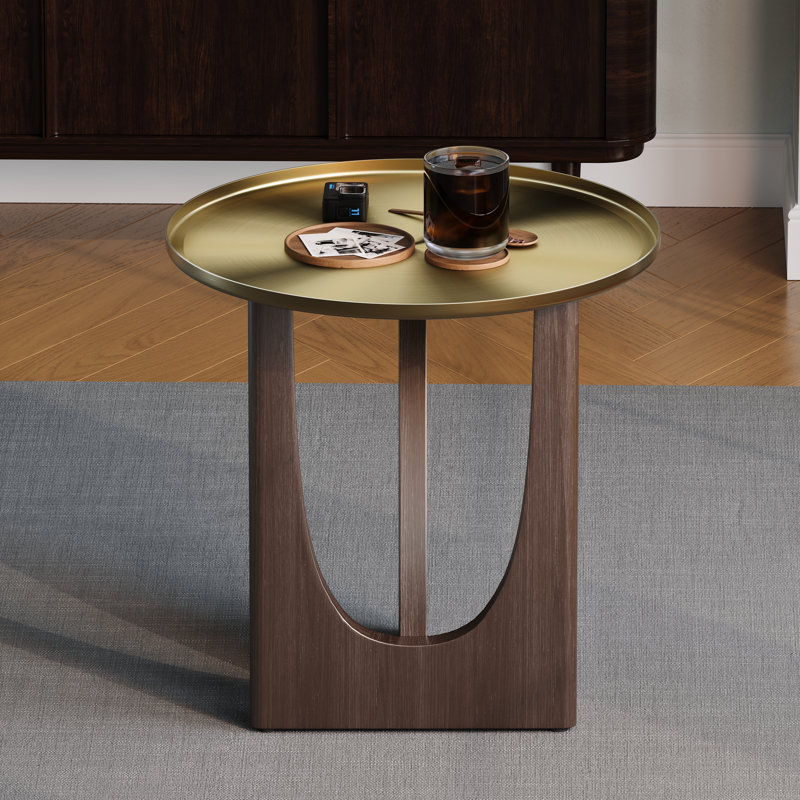 Table de bout ronde en bois, Noyer