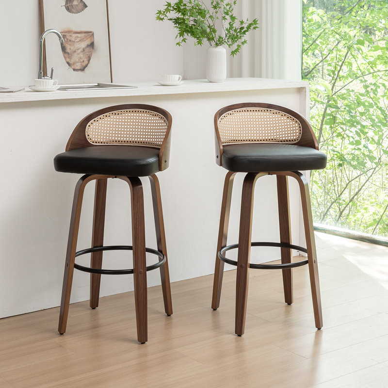 Leeana Swivel Bar Stool, Black, Bar Stool (76.2cm Seat Height)