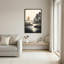 Silhouette, arbres et roseaux au coucher du soleil orange, art mural sur toile-256559936