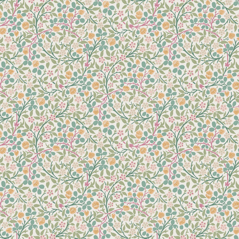 Clover Spring Garden Wallpaper, Green/Orange