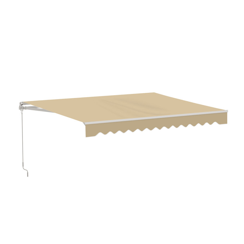 Auvent de patio rétractable - cadre blanc , Sable du désert, H 8 po x l 120 po x P 96 po