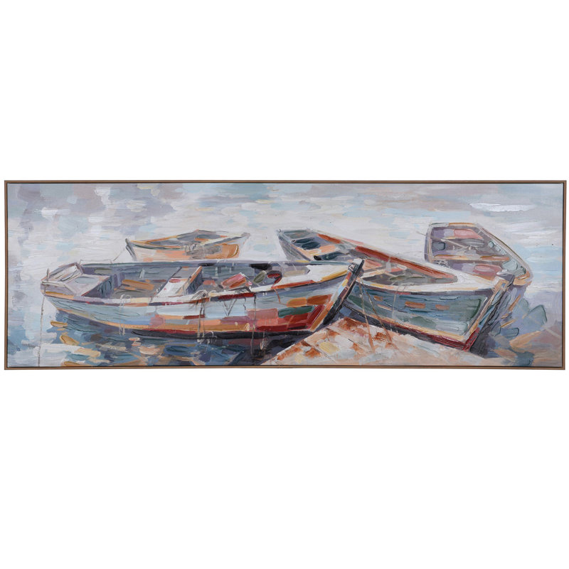 Reproduction panoramique sur toile Aghnadarragh Lazy Summer Days Boat Dock - cadre flottant