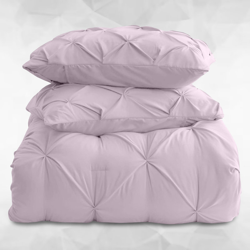 Microfiber Solid Colour Duvet Cover Set with Pillowcases, Single  Duvet Cover + 2 Single Pillowcases, Pink Blush