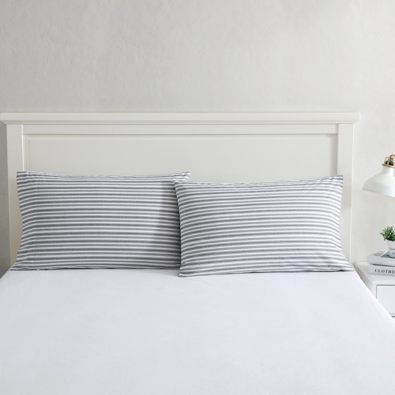 Nautica Percale Cotton 2 Piece Standard Pillowcase Set, Charcoal