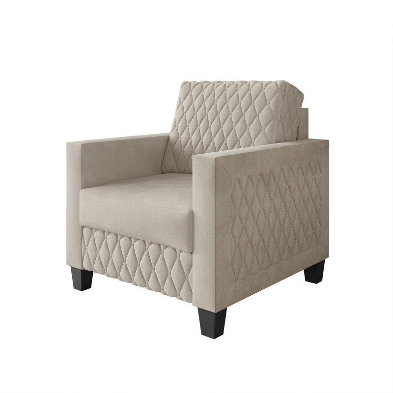 Velvet Upholstered Chair, Beige Polyester