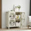 Armoire décorative avec 2 portes en verre et tablettes réglables