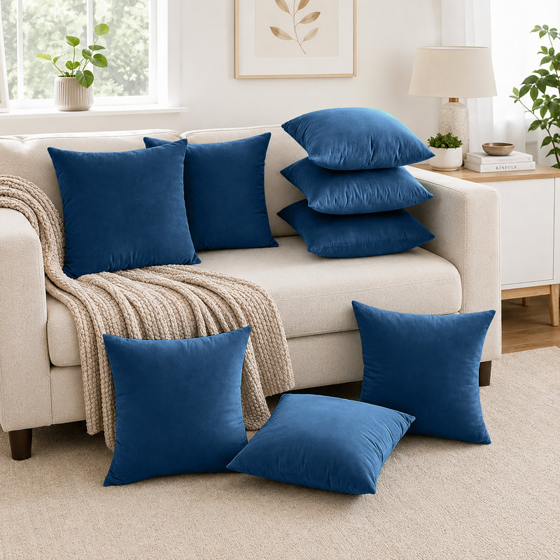 Aldino Square Cushion, Navy Blue