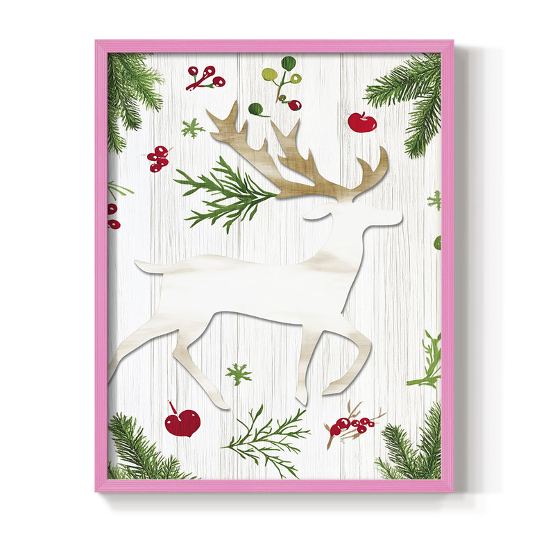 Reproduction encadrée - bois massif, Rose, H 11 po x l 9 po