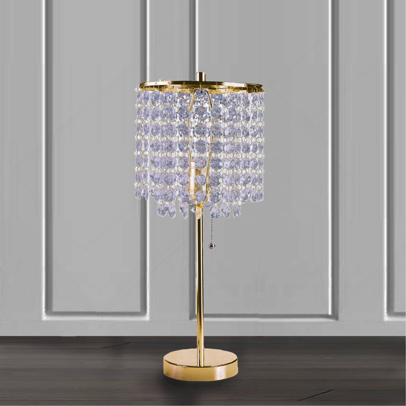 LAMPE DE TABLE EN CRISTAL INSPIRED, Mauve, Doré