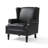 Duward Upholstered Black Faux Leather Wingback Accent Chair with Nailhead Trim-111234189