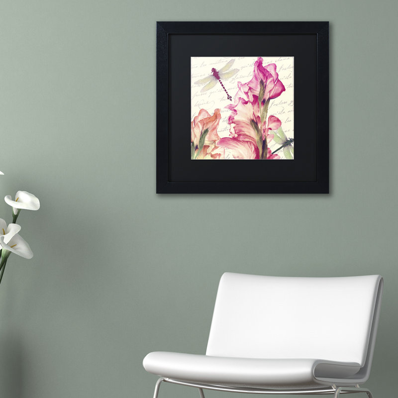 Jadaya «Dragonfly Morning I», impression encadrée, H 11 po x l 14 po x P 0,5 po, Blanc, Toile avec cadre brun