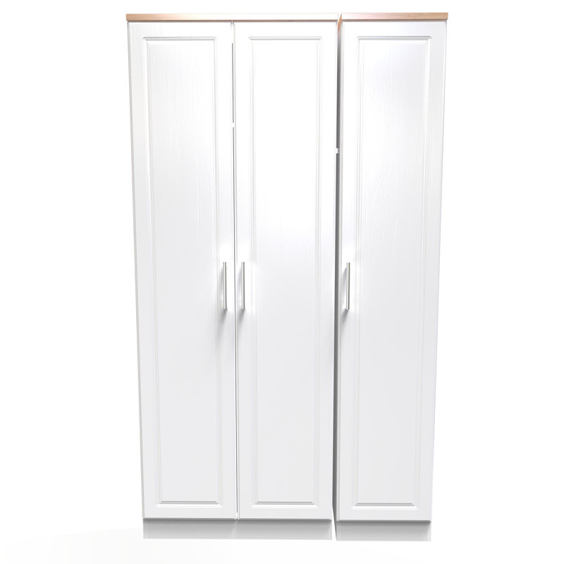 Aalysia 3 Door Wardrobe, White Ash/Modern Oak