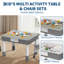 Ensemble de table et de chaises pour enfants 4 en 1, table polyvalente pour tout-petits avec 2 chaises réglables - bloc réversible double face et plateau graffiti - dessiner / lire / dîner / jouer, 3 à 10 ans-133597166